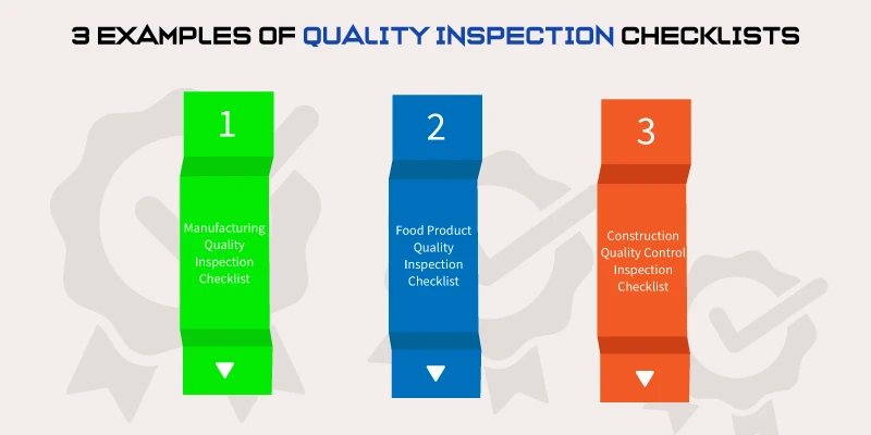 This image is about examples of quality inspection checklists